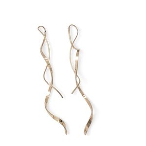 SPIRAL RIBBON Gold Earrings Vintage 3" Long Twists Artisan Boho Chic